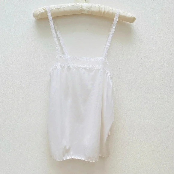Vintage - NWT White Lace Trimmed Satin Camisole - Picture 1 of 6